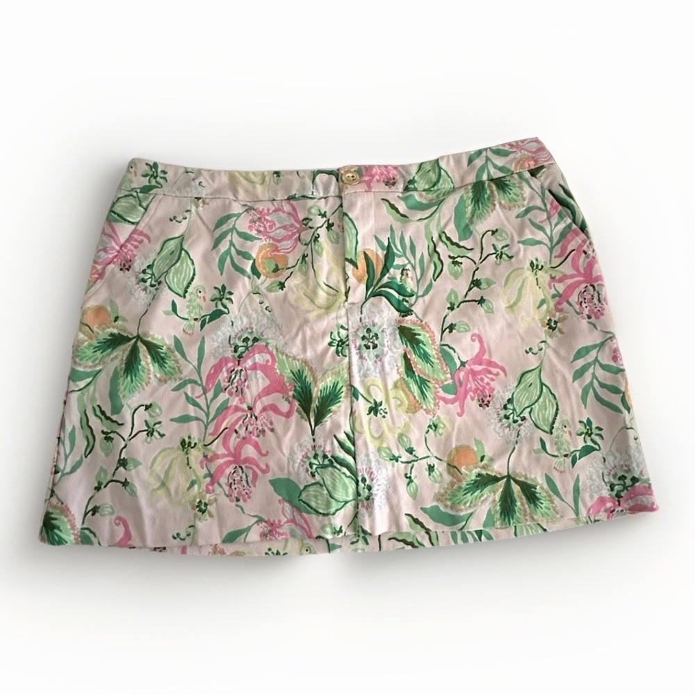 Lilly Pulitzer Skort Women's 14 Pink Green Floral Via Amore Spritzer Resort Vaca
